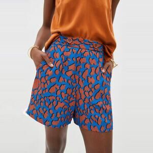 Anthropologie Corey Lynn Calter Jordan Shorts 4.5" Pull-On Blue/Brown size XS